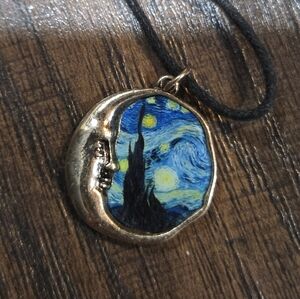 Hot Topic Celestial Moon Necklace - Gold and Blue